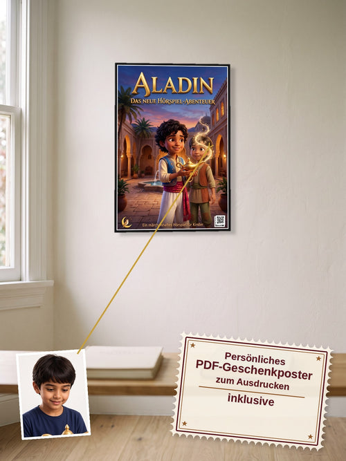Aladin — Dein personalisierbares Hörspiel — persönliches PDF-Geschenkposter zum Ausdrucken inklusive