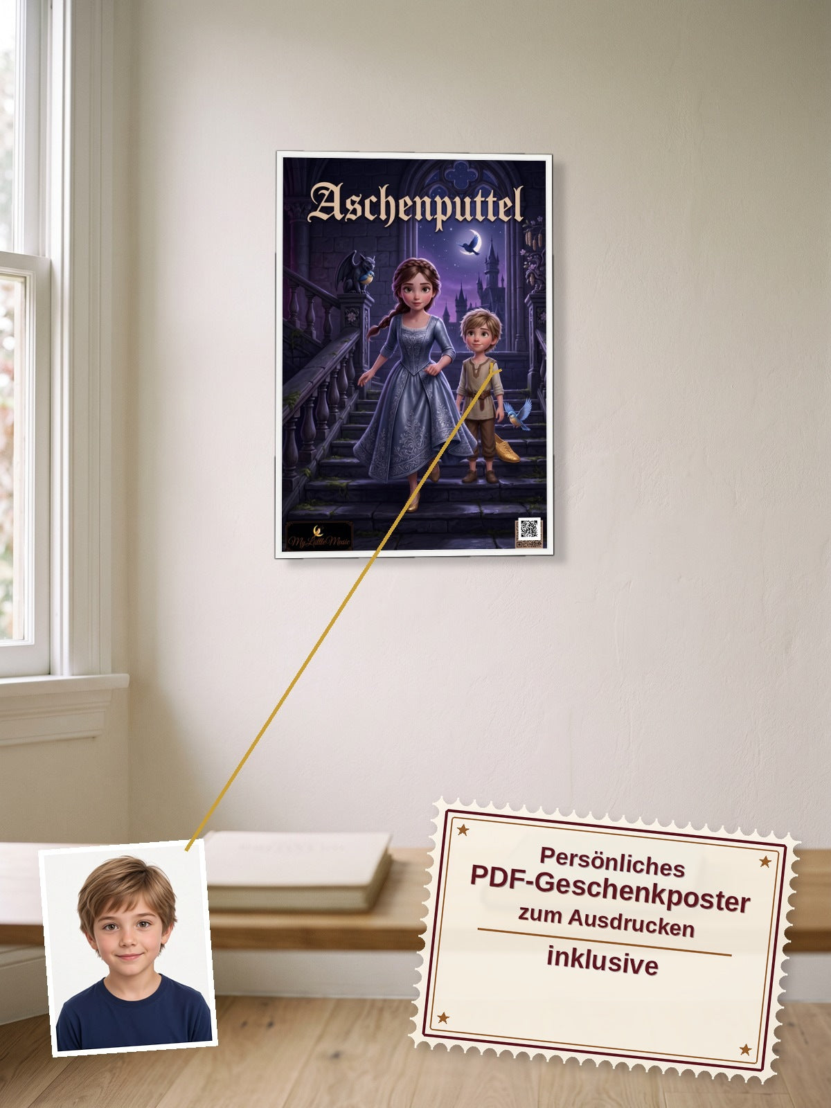 Aschenputtel — Dein personalisierbares Hörspiel — persönliches PDF-Geschenkposter zum Ausdrucken inklusive