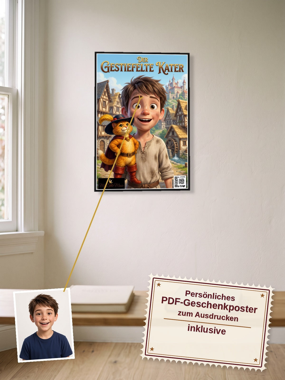 Der gestiefelte Kater — Dein persönliches Hörspiel — persönliches PDF-Geschenkposter zum Ausdrucken inklusive