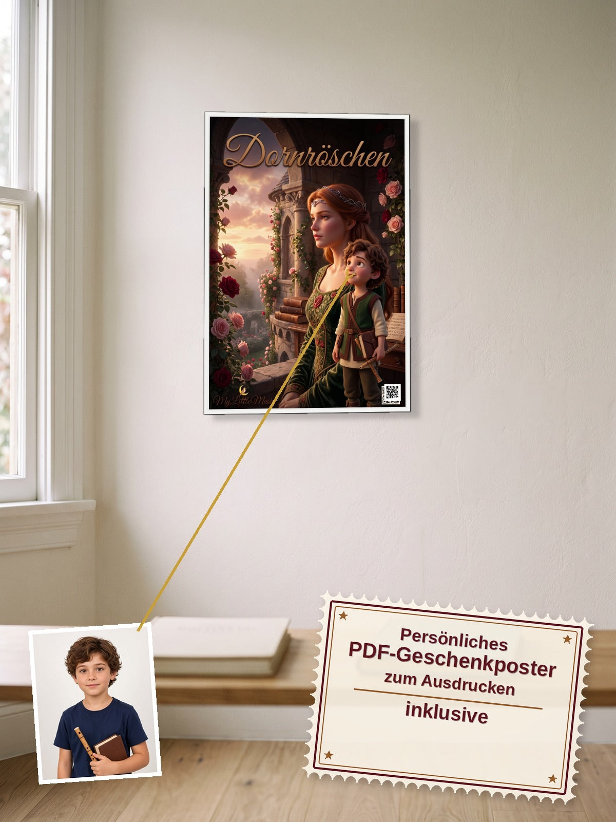 Dornröschen — Dein personalisierbares Hörspiel — persönliches PDF-Geschenkposter zum Ausdrucken inklusive