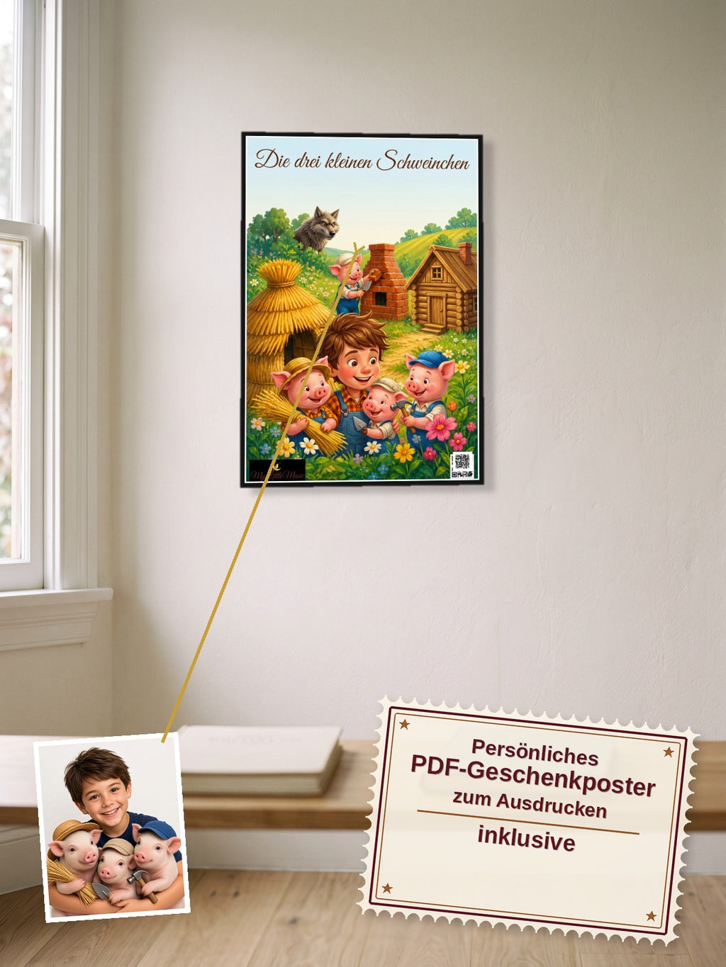 Die drei kleinen Schweinchen — Dein personalisierbares Hörspiel — persönliches PDF-Geschenkposter zum Ausdrucken inklusive