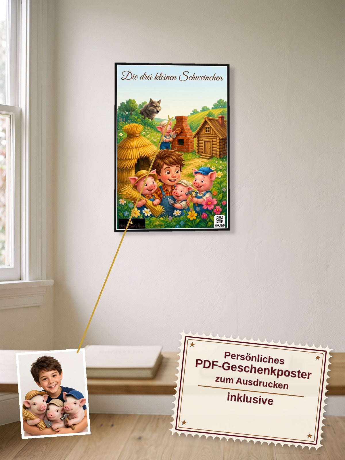 Die drei kleinen Schweinchen — Dein personalisierbares Hörspiel — persönliches PDF-Geschenkposter zum Ausdrucken inklusive