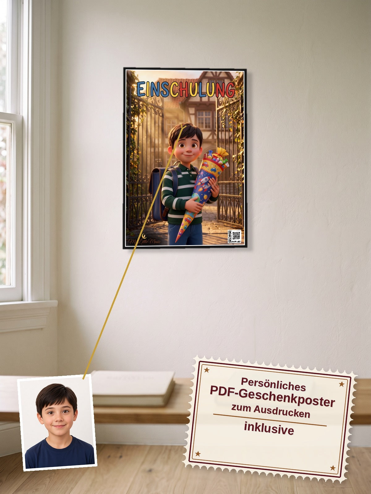 Einschulung — Dein personalisierbares Hörspiel — persönliches PDF-Geschenkposter zum Ausdrucken inklusive