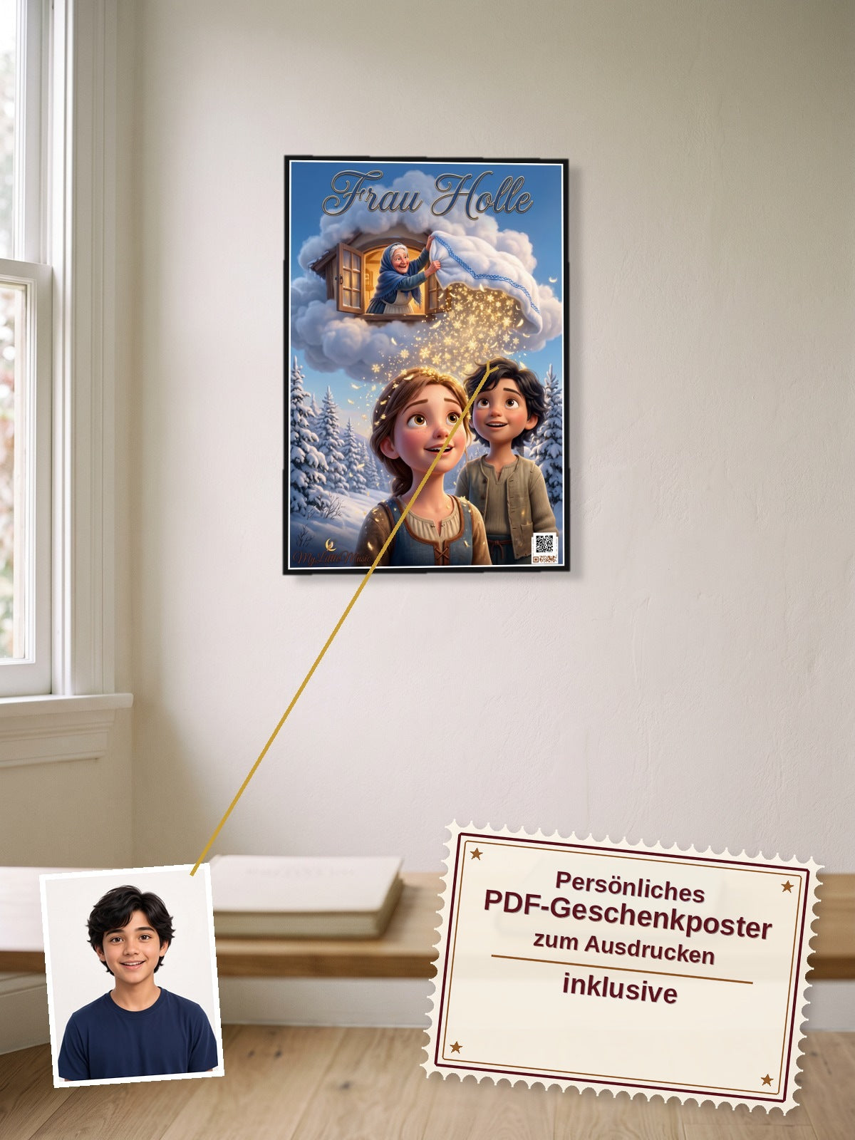 Frau Holle — Dein personalisierbares Hörspiel — persönliches PDF-Geschenkposter zum Ausdrucken inklusive
