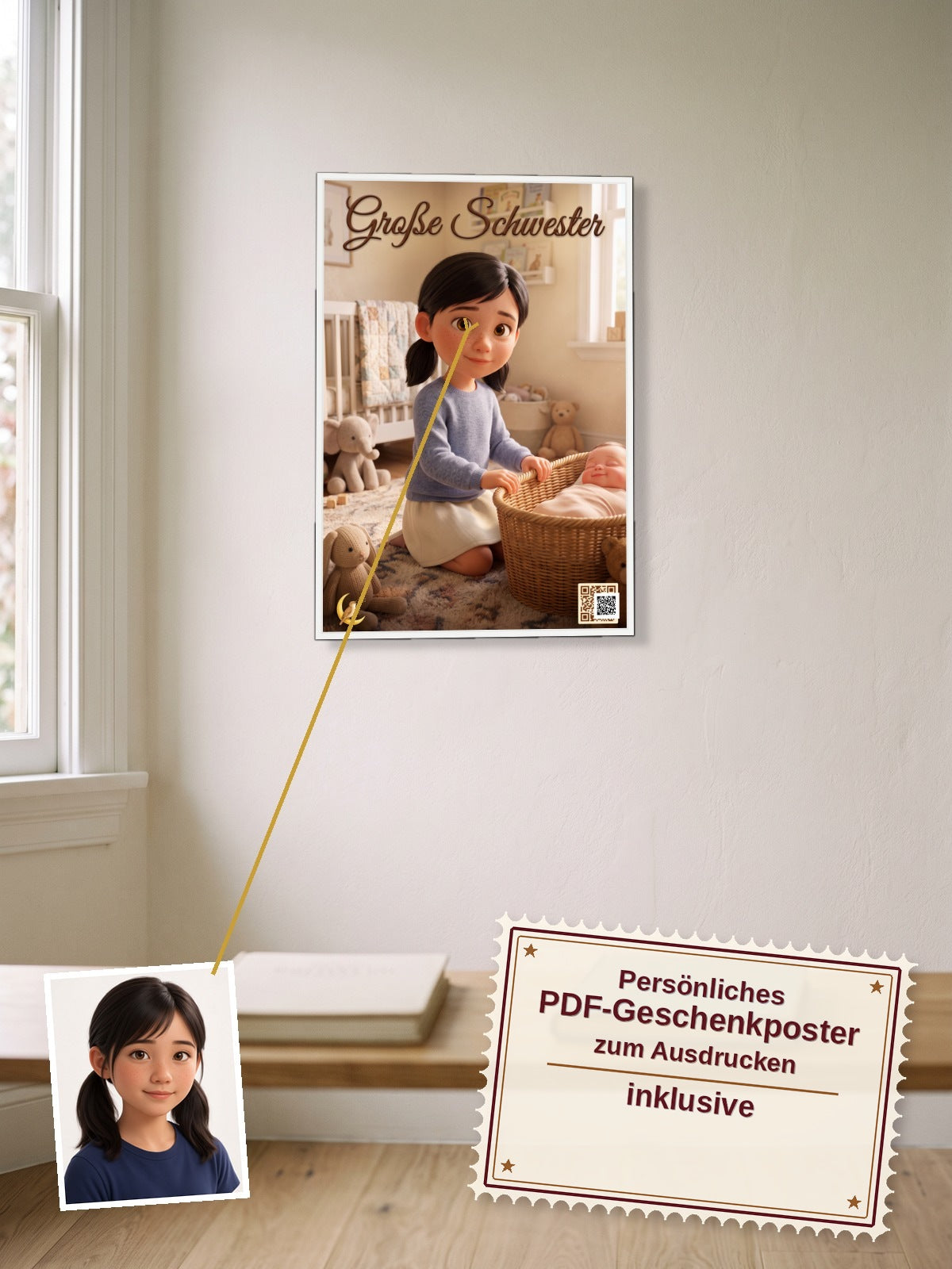 Große Schwester — Dein personalisierbares Hörspiel — persönliches PDF-Geschenkposter zum Ausdrucken inklusive
