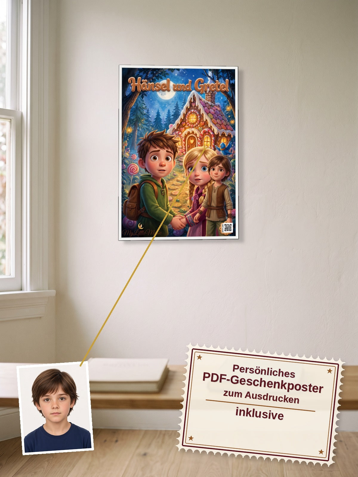 Hänsel und Gretel — Dein personalisierbares Hörspiel — persönliches PDF-Geschenkposter zum Ausdrucken inklusive