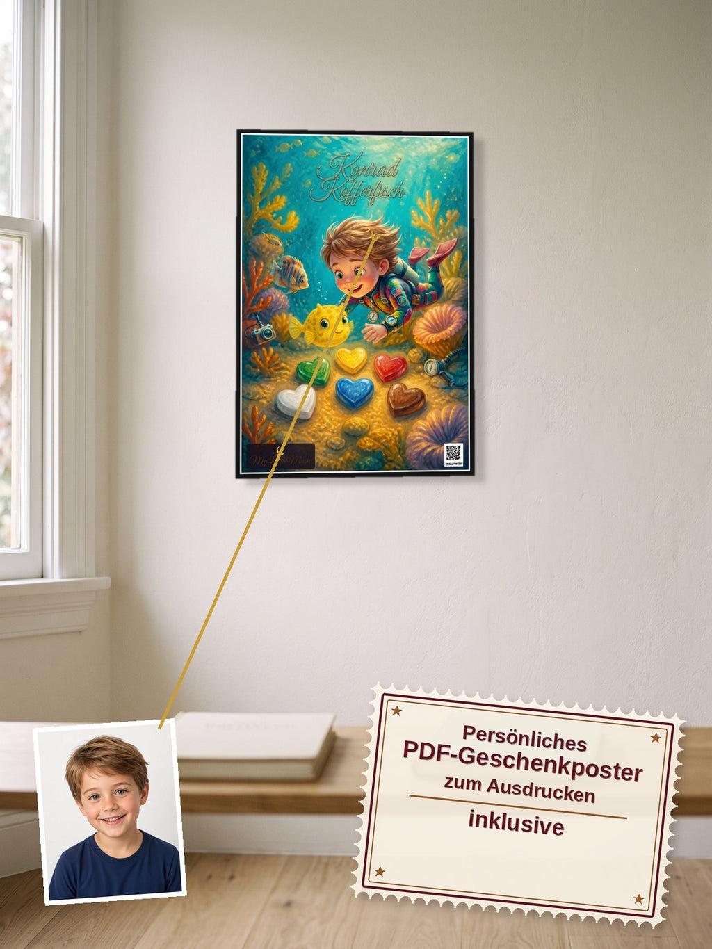 Konrad und die Herzenssteine — Dein personalisierbares Hörspiel — persönliches PDF-Geschenkposter zum Ausdrucken inklusive