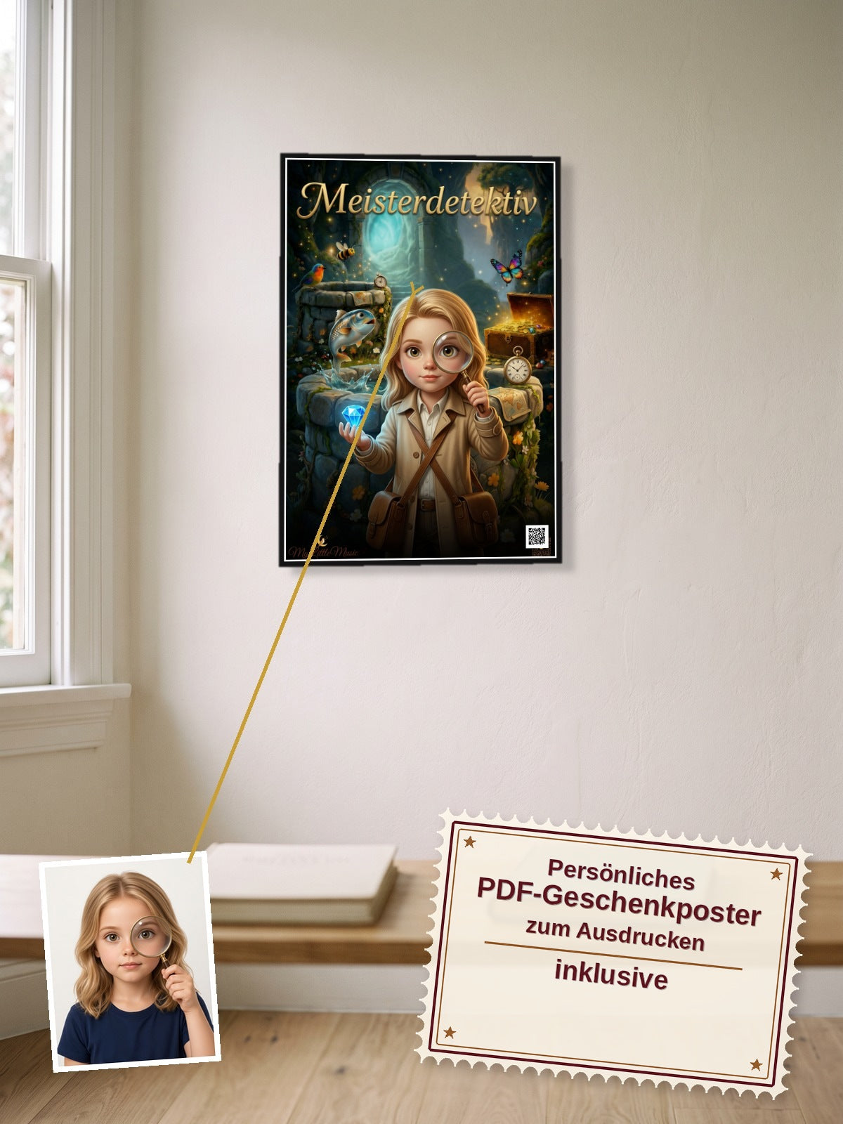 Meisterdetektiv — Dein personalisierbares Hörspiel — persönliches PDF-Geschenkposter zum Ausdrucken inklusive