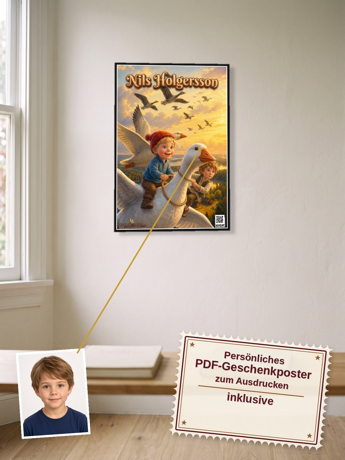 Nils Holgersson — Dein personalisierbares Hörspiel — persönliches PDF-Geschenkposter zum Ausdrucken inklusive
