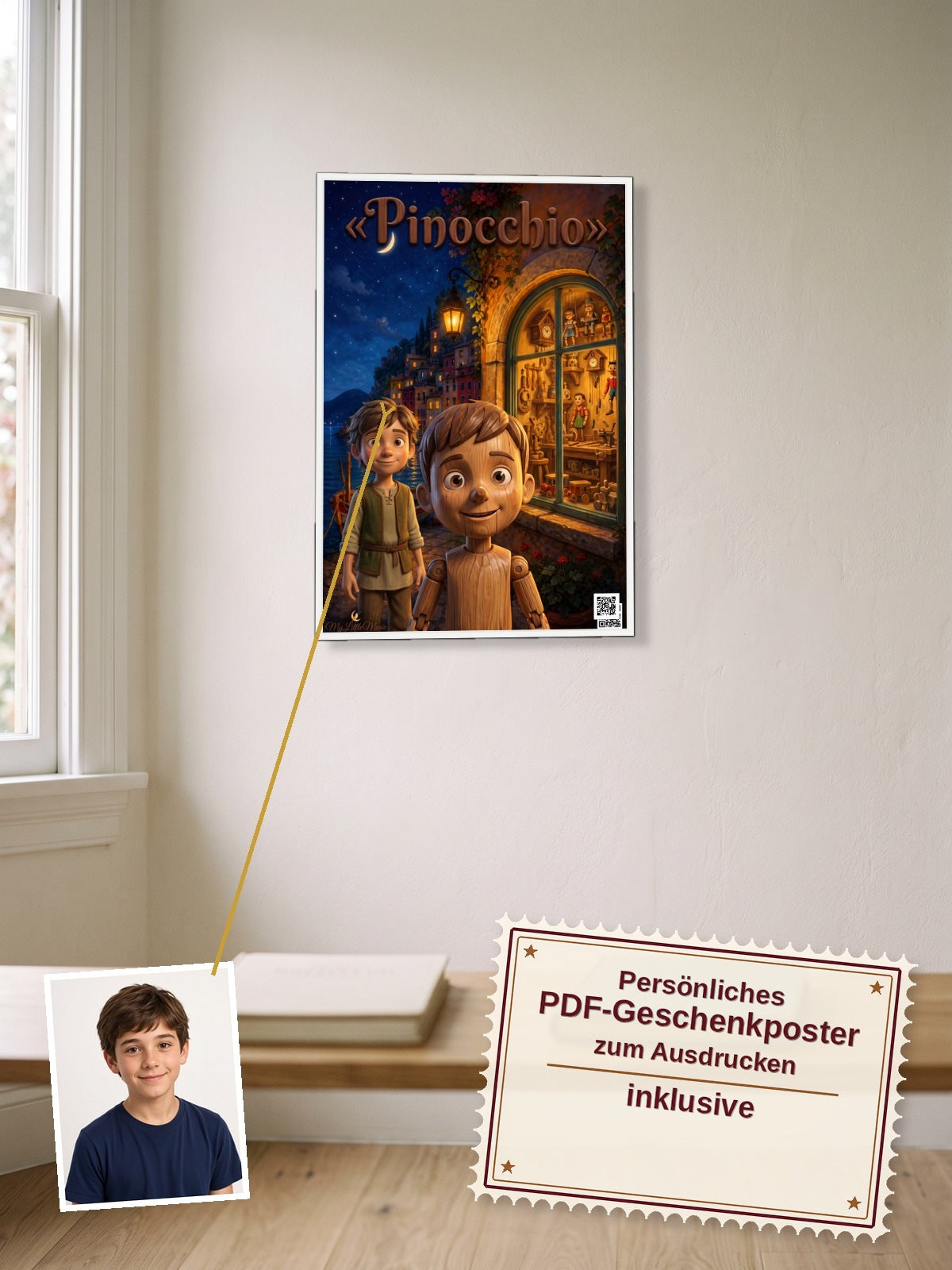 Pinocchio — Dein personalisierbares Hörspiel — persönliches PDF-Geschenkposter zum Ausdrucken inklusive