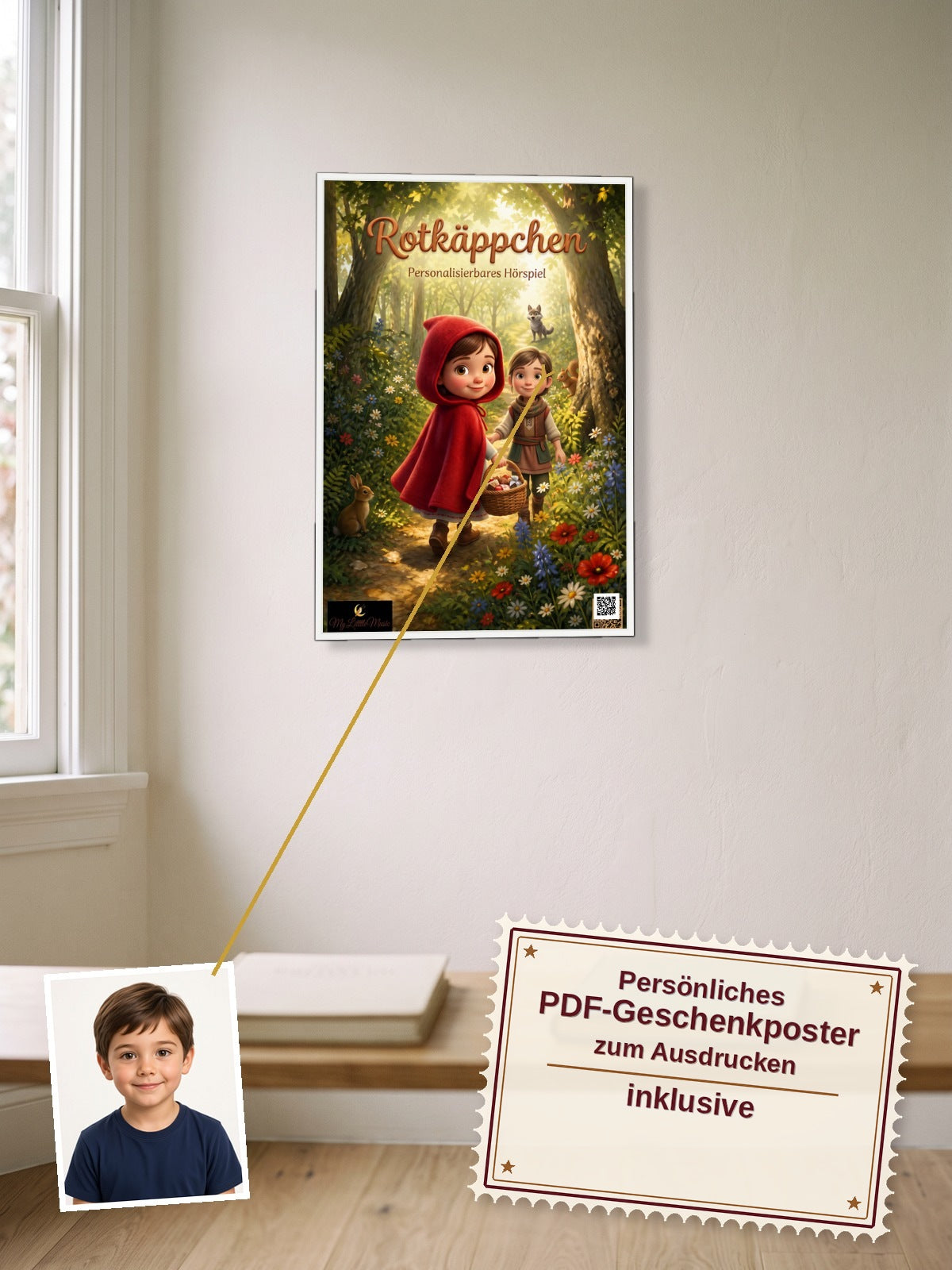 Rotkäppchen — Dein personalisierbares Hörspiel — persönliches PDF-Geschenkposter zum Ausdrucken inklusive
