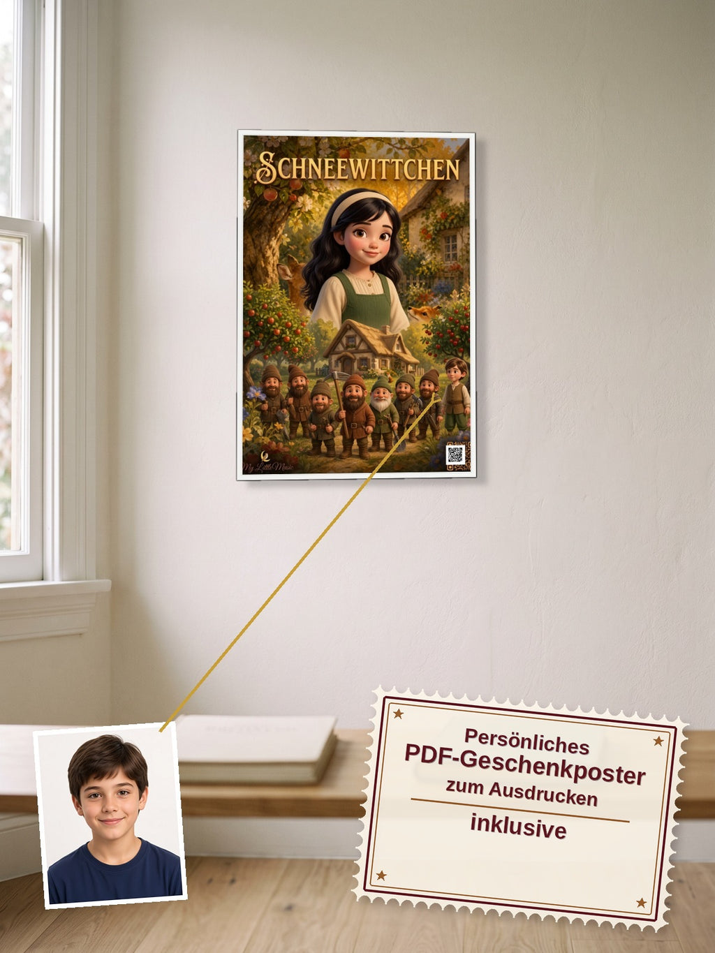 Schneewittchen — Dein personalisierbares Hörspiel — persönliches PDF-Geschenkposter zum Ausdrucken inklusive